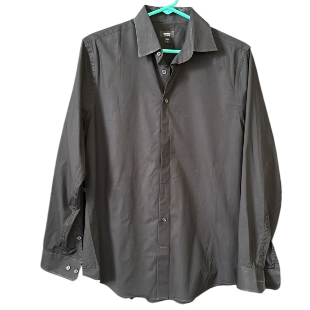 Express Men's Extra Slim Fit 1MX Long Sleeve Dress Shirt in Black